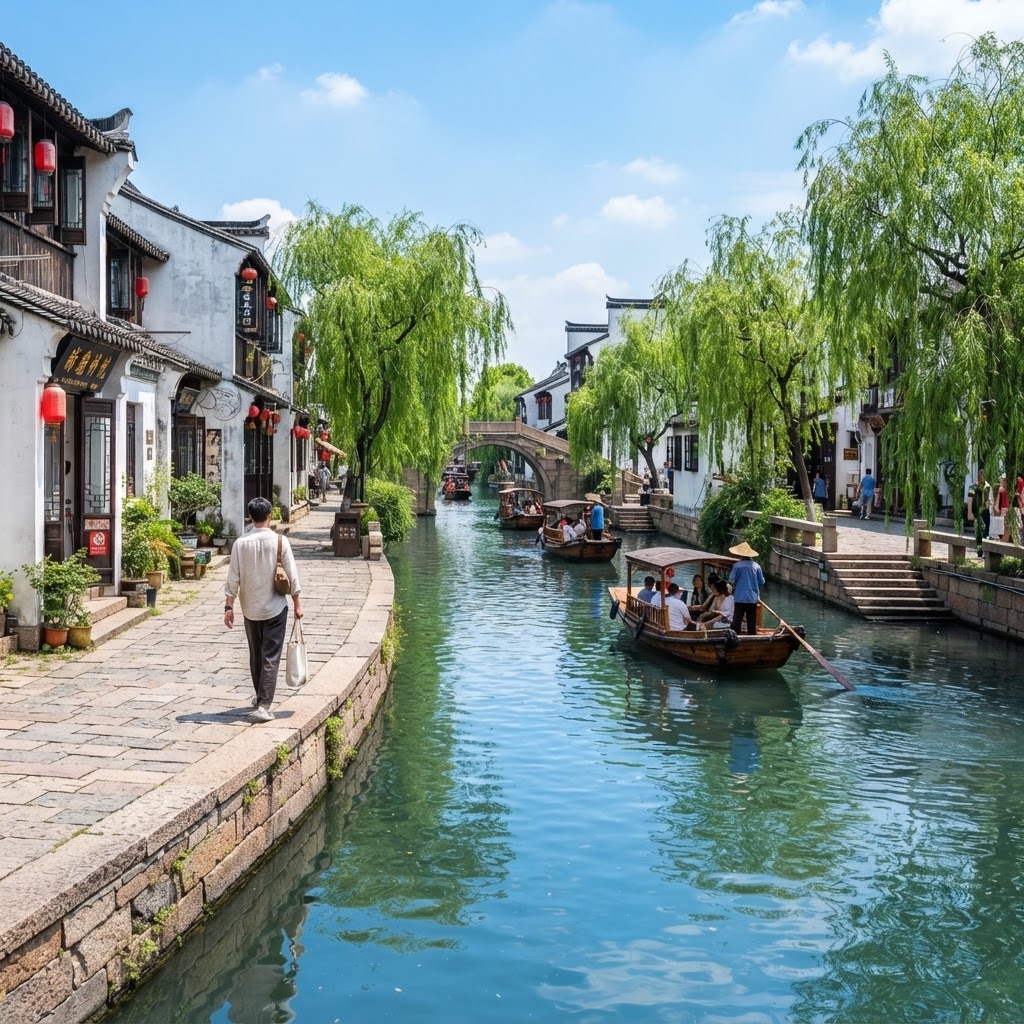 Calle tradicional de una ciudad china, parte de los paisajes que esperan al viajero